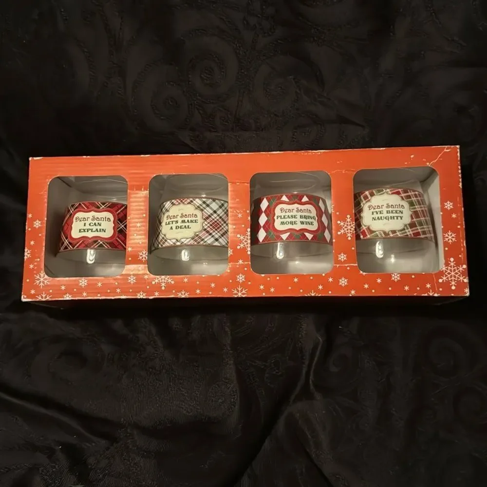 Starstruck set of 4 stemless wine glasses  Santa themed